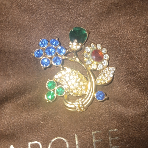 Carolee Gold and Multicolor Floral Brooch - Picture 6 of 6